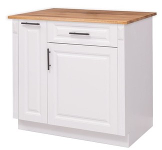 Casa Padrino Küchenschrank im Landhausstil mit 1 Tür, 1 Schublade und Eichenholzplatte, 94 x 60 x 89 cm