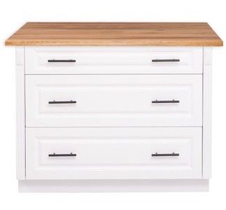 Casa Padrino Mobile da cucina stile country con 3 cassetti e piano in rovere, 114 x 60 x 89 cm