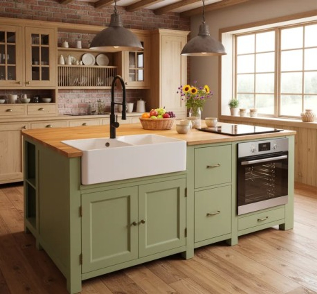 Casa Padrino Kitchen Cabinet Country Style with oak top, 208 x 140 x 90 cm Casa Padrino Kitchen Cabinet Country Style with oak top, 208 x 140 x 90 cm