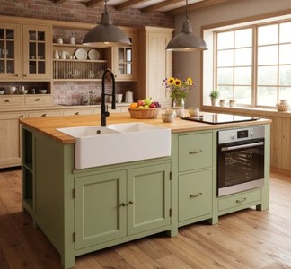 Casa Padrino Kitchen Cabinet Country Style with oak top, 208 x 140 x 90 cm