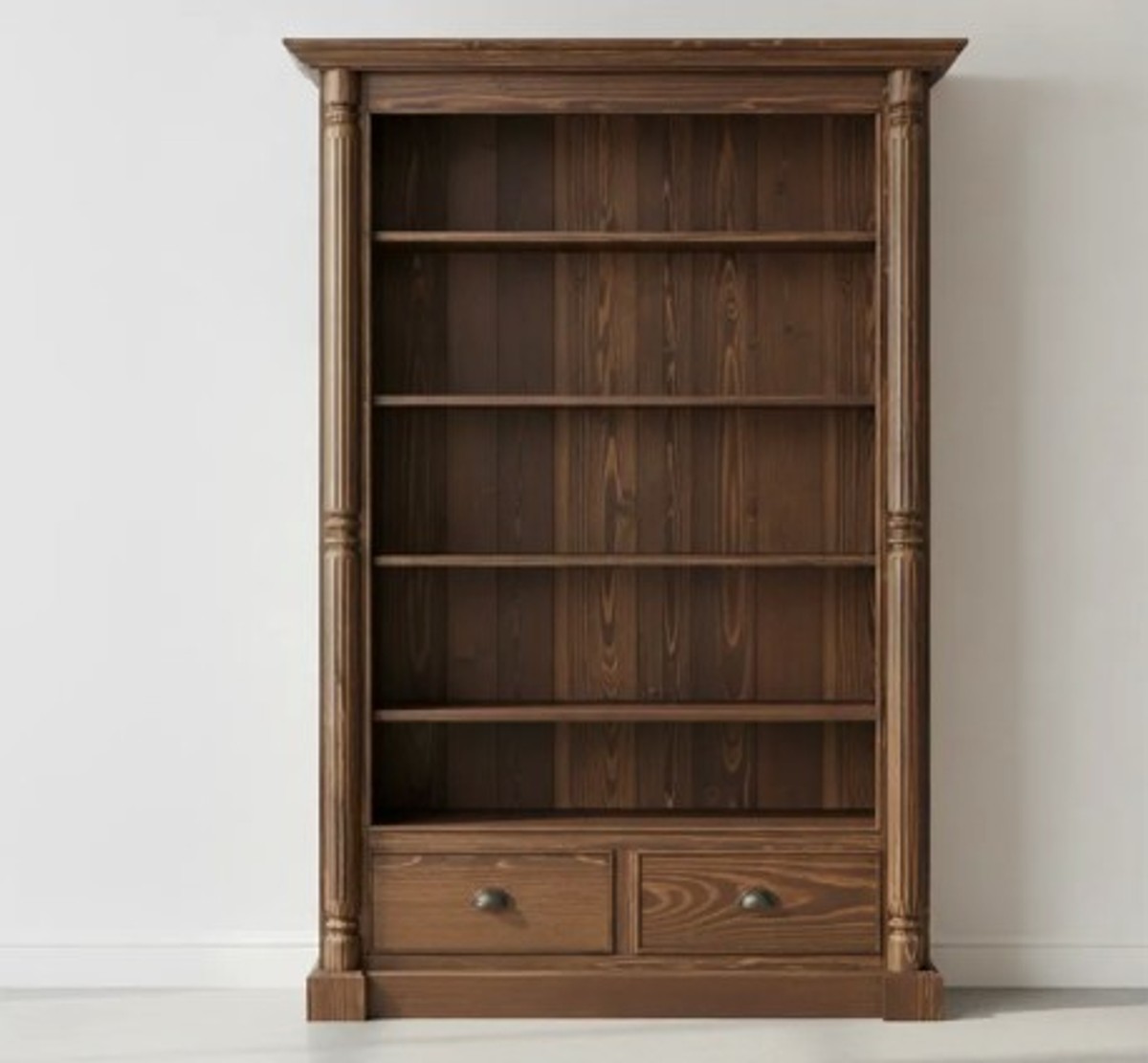Casa Padrino Bücherregal im Landhausstil mit 2 Schubladen, 140 x 38 x 200 cm Casa Padrino Bücherregal im Landhausstil mit 2 Schubladen, 140 x 38 x 200 cm