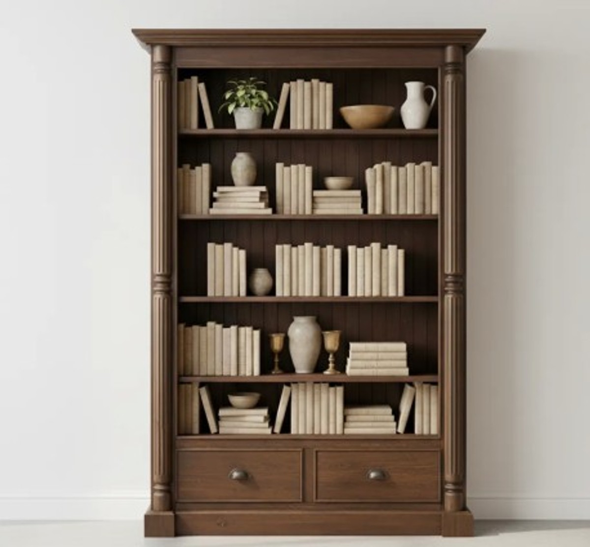 Casa Padrino Bücherregal im Landhausstil mit 2 Schubladen, 140 x 38 x 200 cm Casa Padrino Bücherregal im Landhausstil mit 2 Schubladen, 140 x 38 x 200 cm