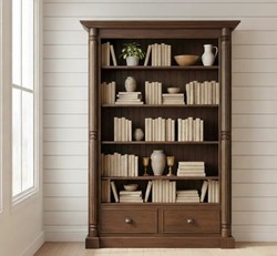 Casa Padrino Bücherregal im Landhausstil mit 2 Schubladen, 140 x 38 x 200 cm Casa Padrino Bücherregal im Landhausstil mit 2 Schubladen, 140 x 38 x 200 cm