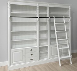 Casa Padrino Librería estilo rústico con escalera, 269 x 39 x 238 cm Casa Padrino Librería estilo rústico con escalera, 269 x 39 x 238 cm