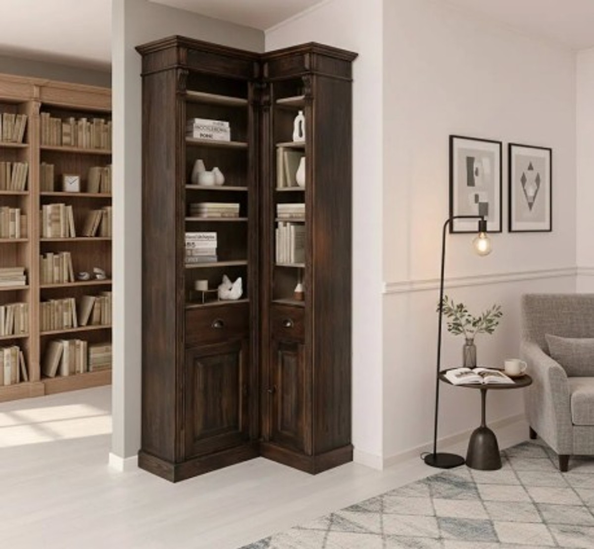 Casa Padrino Bücherregal im Landhausstil, 180 x 39 x 235 cm Casa Padrino Bücherregal im Landhausstil, 180 x 39 x 235 cm
