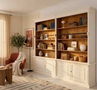 Casa Padrino Bücherregal im Landhausstil mit Leiter, 290 x 40 x 257 cm