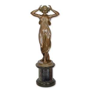 Casa Padrino Sculpture en Bronze Art Nouveau de Luxe Dame aux Fleurs dans les Cheveux Bronze / Noir H. 163 cm - Sculpture en Bronze avec Socle en Marbre - Décoration Baroque & Art Nouveau Casa Padrino Sculpture en Bronze Art Nouveau de Luxe Dame aux Fleurs dans les Cheveux Bronze / Noir H. 163 cm - Sculpture en Bronze avec Socle en Marbre - Décoration Baroque & Art Nouveau