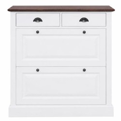 Casa Padrino gabinete zapato de estilo campestre de madera maciza blanco / marrón oscuro Al. 105 cm - Muebles de madera maciza de estilo campestre