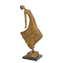 Casa Padrino Scultura in Bronzo di Lusso Moderna Ballerina con Abito in Volo Bronzo / Oro / Marrone 19,9 x 27,9 x H. 60,1 cm - Scultura in Bronzo con Base in Marmo - Figura Decorativa Moderna - Scultura di Ballerina Casa Padrino Scultura in Bronzo di Lusso Moderna Ballerina con Abito in Volo Bronzo / Oro / Marrone 19,9 x 27,9 x H. 60,1 cm - Scultura in Bronzo con Base in Marmo - Figura Decorativa Moderna - Scultura di Ballerina