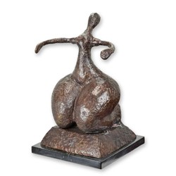 Casa Padrino Luxus Moderne Bronzefigur Abstrakte Sitzende Braun / Gold 20 x 21 x H. 35 cm - Moderne Bronze Skulptur - Abstrakte Deko Figur - Design Deko Objekt