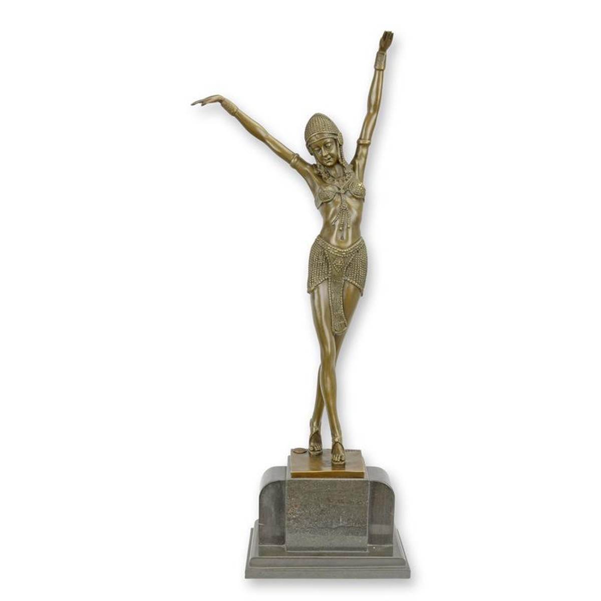 Casa Padrino Escultura de Bronce de Lujo Art Déco Bailarina Egipcia con Brazos Alzados Bronce / Marrón / Negro 12,1 x 23,1 x H. 55 cm - Escultura de Bronce con Base de Mármol - Decoración Egipcia - Figura Decorativa Bailarina Casa Padrino Escultura de Bronce de Lujo Art Déco Bailarina Egipcia con Brazos Alzados Bronce / Marrón / Negro 12,1 x 23,1 x H. 55 cm - Escultura de Bronce con Base de Mármol - Decoración Egipcia - Figura Decorativa Bailarina