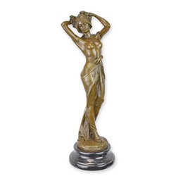 Casa Padrino Luxury Art Nouveau Bronze Sculpture Semi Nude with Blossoms in Her Hair Bronze / Black 13,6 x 11,8 x H. 37,7 cm - Bronze Sculpture with Marble Base - Art Nouveau Decorative Figure - Female Sculpture Casa Padrino Luxury Art Nouveau Bronze Sculpture Semi Nude with Blossoms in Her Hair Bronze / Black 13,6 x 11,8 x H. 37,7 cm - Bronze Sculpture with Marble Base - Art Nouveau Decorative Figure - Female Sculpture