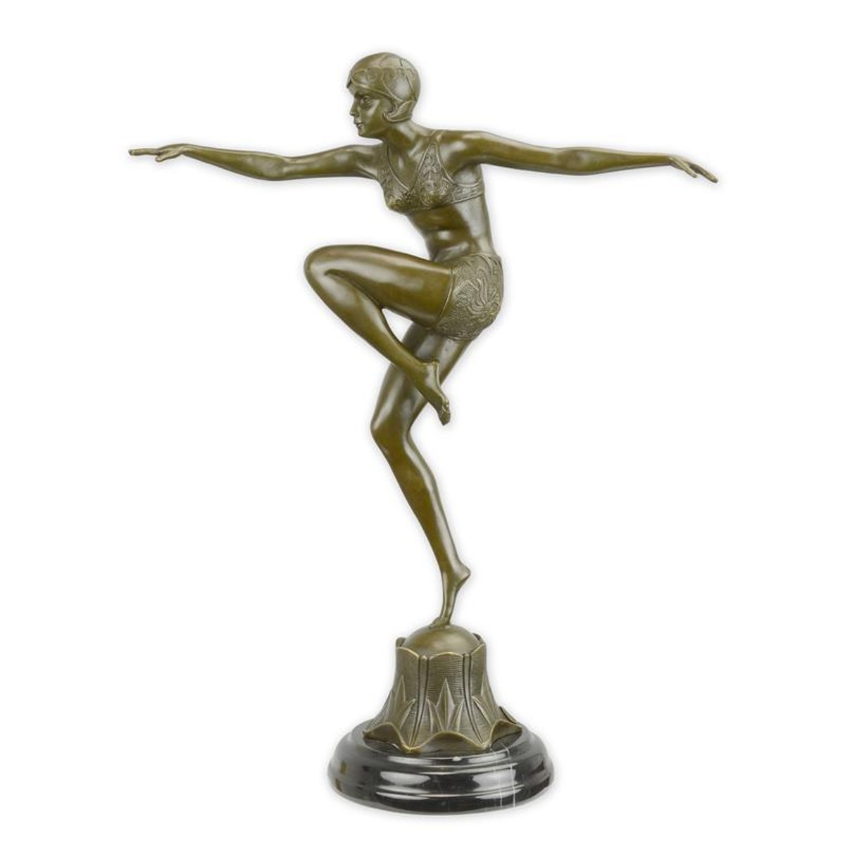 Casa Padrino Escultura de Bronce de Lujo Art Déco Bailarina Con Brio Bronce / Negro 14,1 x 34,9 x H. 45,2 cm - Escultura de Bronce con Base de Mármol - Figura Decorativa Bailarina - Decoración Art Déco Casa Padrino Escultura de Bronce de Lujo Art Déco Bailarina Con Brio Bronce / Negro 14,1 x 34,9 x H. 45,2 cm - Escultura de Bronce con Base de Mármol - Figura Decorativa Bailarina - Decoración Art Déco