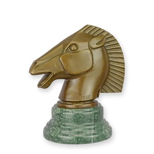 Casa Padrino Luxus Art Deco Bronzefigur Pferdekopf Bronze / Grün 11,5 x 16,7 x H. 18,5 cm - Bronze Skulptur mit Marmorsockel - Pferd Deko Figur - Tier Skulptur