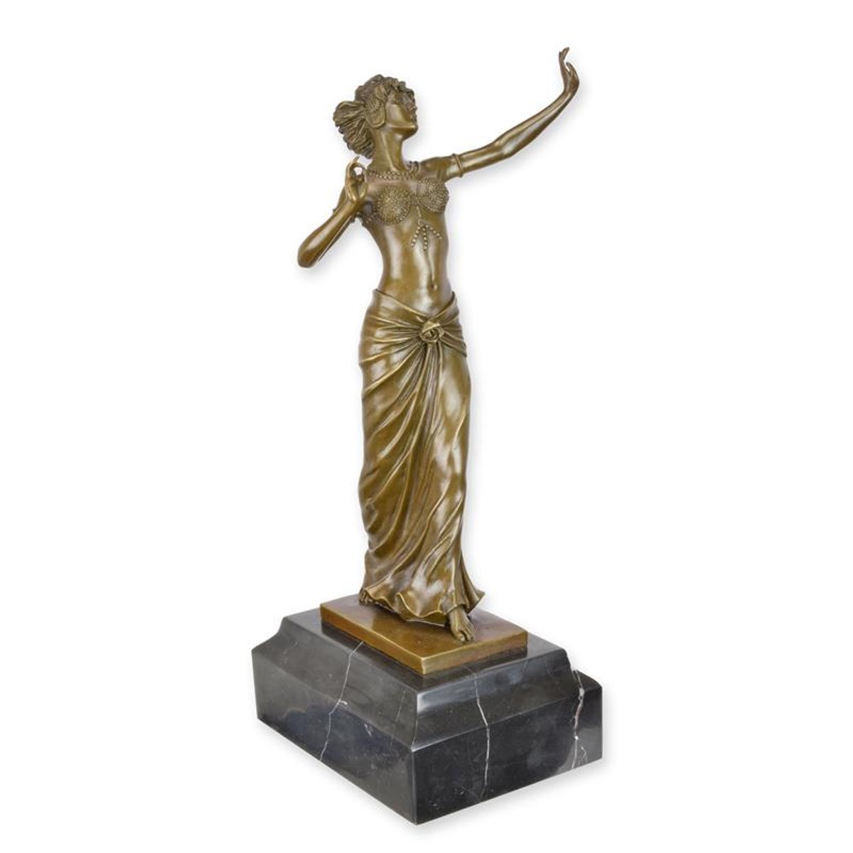 Casa Padrino Luxus Art Deco Bronzefigur Tänzerin Salome Bronze / Schwarz 16,4 x 18 x H. 36,4 cm - Bronze Skulptur mit Marmorsockel - Tänzerin Deko Figur - Jugendstil Deko Casa Padrino Luxus Art Deco Bronzefigur Tänzerin Salome Bronze / Schwarz 16,4 x 18 x H. 36,4 cm - Bronze Skulptur mit Marmorsockel - Tänzerin Deko Figur - Jugendstil Deko