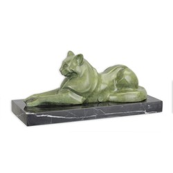 Casa Padrino Escultura de Bronce de Lujo Felino Recostado Verde / Negro 14,2 x 35,2 x H. 15,8 cm - Escultura de Bronce con Base de Mármol - Figura Decorativa Pantera - Escultura de Animal Casa Padrino Escultura de Bronce de Lujo Felino Recostado Verde / Negro 14,2 x 35,2 x H. 15,8 cm - Escultura de Bronce con Base de Mármol - Figura Decorativa Pantera - Escultura de Animal