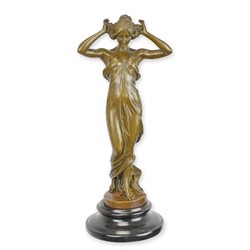 Casa Padrino Luxury Art Nouveau Bronze Sculpture Nymph in a Flowing Gown Bronze / Black 12,9 x 14,7 x H. 34,3 cm - Bronze Sculpture with Marble Base - Art Nouveau Decorative Figure - Female Sculpture Casa Padrino Luxury Art Nouveau Bronze Sculpture Nymph in a Flowing Gown Bronze / Black 12,9 x 14,7 x H. 34,3 cm - Bronze Sculpture with Marble Base - Art Nouveau Decorative Figure - Female Sculpture