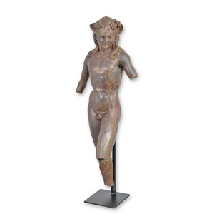 Casa Padrino Luxus Bronze Skulptur David Torso mit Hirtenhut Bronze / Ocker / Grün 49 x 40 x H. 134 cm - Bronzefigur auf Metallständer - Große Deko Figur Casa Padrino Luxus Bronze Skulptur David Torso mit Hirtenhut Bronze / Ocker / Grün 49 x 40 x H. 134 cm - Bronzefigur auf Metallständer - Große Deko Figur