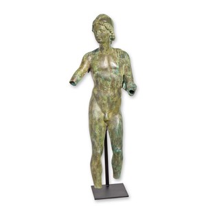 Casa Padrino Luxus Bronze Skulptur Antiker Jüngling Torso Grün / Bronze 44 x 24 x H. 133 cm - Bronzefigur auf Metallständer - Große Deko Figur Casa Padrino Luxus Bronze Skulptur Antiker Jüngling Torso Grün / Bronze 44 x 24 x H. 133 cm - Bronzefigur auf Metallständer - Große Deko Figur