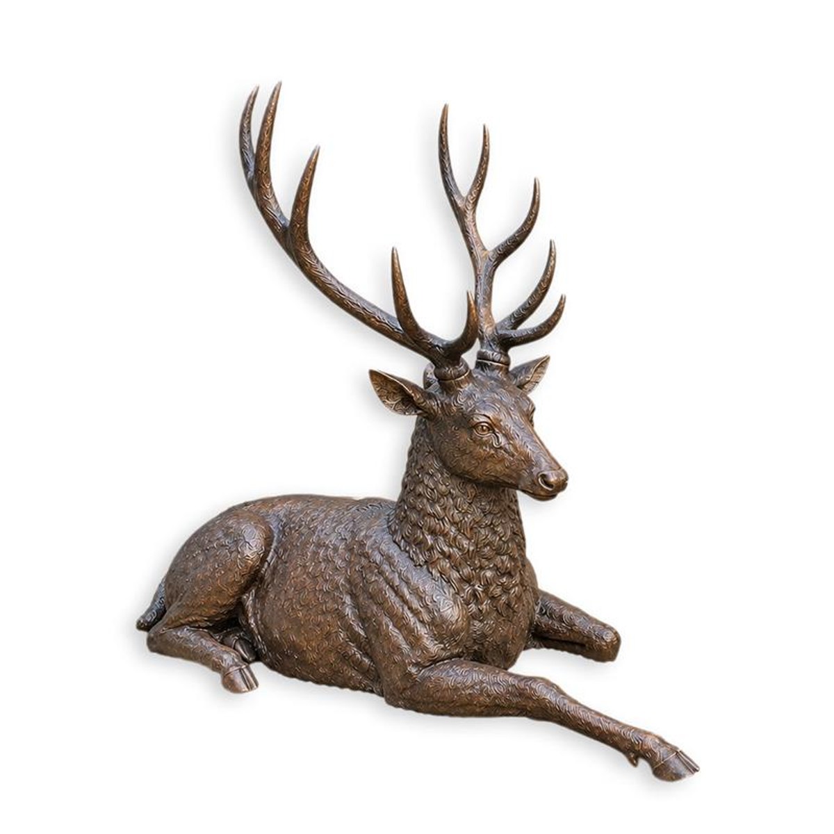 Casa Padrino Sculpture en Bronze de Luxe Cerf Couché Tête à Droite Bronze / Brun 235 x H. 178 cm - Figurine en Bronze Grandeur Nature - Immense Figurine de Jardin - Décoration de Jardin Casa Padrino Sculpture en Bronze de Luxe Cerf Couché Tête à Droite Bronze / Brun 235 x H. 178 cm - Figurine en Bronze Grandeur Nature - Immense Figurine de Jardin - Décoration de Jardin