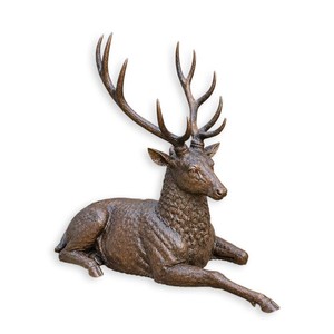 Casa Padrino Luxus Bronze Skulptur Liegender Hirsch Kopf Rechts Bronze / Braun 235 x H. 178 cm - Lebensgroße Bronzefigur - Riesige Gartenfigur - Garten Deko Casa Padrino Luxus Bronze Skulptur Liegender Hirsch Kopf Rechts Bronze / Braun 235 x H. 178 cm - Lebensgroße Bronzefigur - Riesige Gartenfigur - Garten Deko