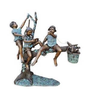 Casa Padrino Luxus Bronze Brunnen Drei Angelnde Kinder auf Baumstamm Bronze / Grün 180 x H. 180 cm - Riesiger Gartenbrunnen - Wasserspiel - Garten Deko Casa Padrino Luxus Bronze Brunnen Drei Angelnde Kinder auf Baumstamm Bronze / Grün 180 x H. 180 cm - Riesiger Gartenbrunnen - Wasserspiel - Garten Deko