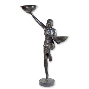 Casa Padrino Luxus Bronze Brunnen Art Deco Tänzerin mit Zwei Schalen Bronze / Schwarz 150 x 63 x H. 222 cm - Riesiger Gartenbrunnen - Wasserspiel - Garten Deko Casa Padrino Luxus Bronze Brunnen Art Deco Tänzerin mit Zwei Schalen Bronze / Schwarz 150 x 63 x H. 222 cm - Riesiger Gartenbrunnen - Wasserspiel - Garten Deko