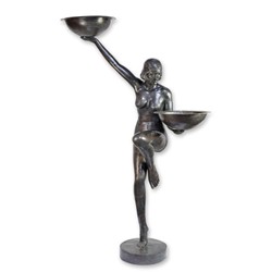 Casa Padrino Luxus Bronze Brunnen Art Deco Tänzerin mit Zwei Schalen Bronze / Schwarz 150 x 63 x H. 222 cm - Riesiger Gartenbrunnen - Wasserspiel - Garten Deko Casa Padrino Luxus Bronze Brunnen Art Deco Tänzerin mit Zwei Schalen Bronze / Schwarz 150 x 63 x H. 222 cm - Riesiger Gartenbrunnen - Wasserspiel - Garten Deko