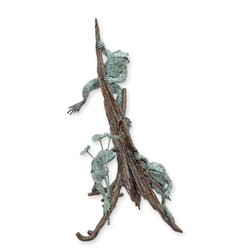 Casa Padrino Luxus Bronze Brunnen Drei Frösche am Baumstamm Bronze / Grün 85 x 65,4 x H. 126,5 cm - Gartenbrunnen - Wasserspiel - Garten Deko Casa Padrino Luxus Bronze Brunnen Drei Frösche am Baumstamm Bronze / Grün 85 x 65,4 x H. 126,5 cm - Gartenbrunnen - Wasserspiel - Garten Deko