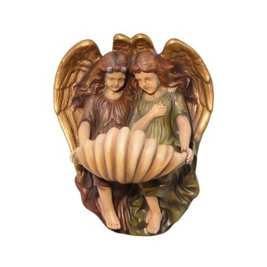 Casa Padrino Pila de Agua Bendita de Terracota de Lujo Dos Ángeles con Concha Marrón / Oro / Verde 33,7 x 42,8 cm - Objeto de Pared - Decoración Sacra Casa Padrino Pila de Agua Bendita de Terracota de Lujo Dos Ángeles con Concha Marrón / Oro / Verde 33,7 x 42,8 cm - Objeto de Pared - Decoración Sacra