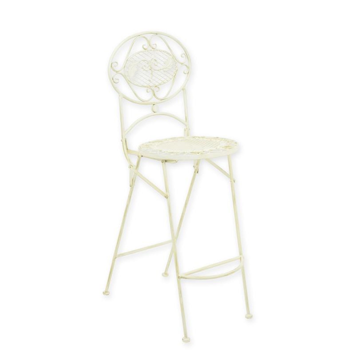 Casa Padrino Art Nouveau Bar Chair White 60 x 36 x H. 116 cm - Folding Iron Bar Stool - Art Nouveau Garden Furniture - Bistro Furniture Casa Padrino Art Nouveau Bar Chair White 60 x 36 x H. 116 cm - Folding Iron Bar Stool - Art Nouveau Garden Furniture - Bistro Furniture