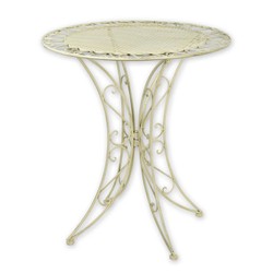 Casa Padrino Tavolo da Giardino Rotondo Art Nouveau Bianco H. 78 cm - Tavolo Bistrot Rotondo in Ferro - Mobili da Giardino Art Nouveau