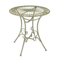 Casa Padrino Art Nouveau Round Garden Table Weathered Green H. 73 cm - Round Iron Bistro Table - Art Nouveau Garden Furniture Casa Padrino Art Nouveau Round Garden Table Weathered Green H. 73 cm - Round Iron Bistro Table - Art Nouveau Garden Furniture