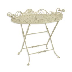 Casa Padrino Art Nouveau Serving Table White 57.5 x 80 x H. 67 cm - Folding Iron Side Table with Gallery - Art Nouveau Garden Furniture Casa Padrino Art Nouveau Serving Table White 57.5 x 80 x H. 67 cm - Folding Iron Side Table with Gallery - Art Nouveau Garden Furniture