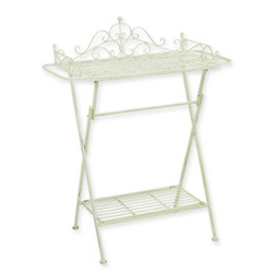 Casa Padrino Jugendstil Konsolentisch Weiß 45,5 x 81 x H. 103,5 cm - Klappbarer Beistelltisch aus Eisen - Gartenmöbel im Jugendstil - Bad Möbel Casa Padrino Jugendstil Konsolentisch Weiß 45,5 x 81 x H. 103,5 cm - Klappbarer Beistelltisch aus Eisen - Gartenmöbel im Jugendstil - Bad Möbel