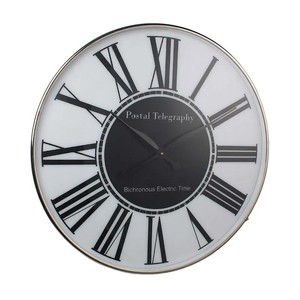 Casa Padrino Horloge Murale de Luxe Blanc / Noir Ø 61 cm - Grande Horloge Ronde avec Chiffres Romains Casa Padrino Horloge Murale de Luxe Blanc / Noir Ø 61 cm - Grande Horloge Ronde avec Chiffres Romains