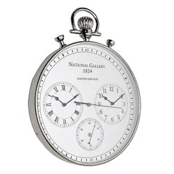 Wanduhr Silber im Design einer antiken Taschenuhr mit drei Hilfszifferblaettern 52 cm Wanduhr Silber im Design einer antiken Taschenuhr mit drei Hilfszifferblaettern 52 cm