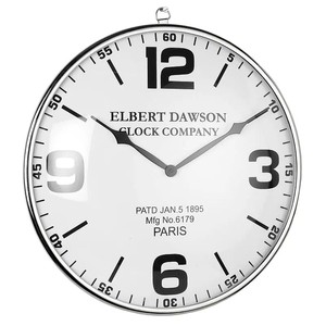 Runde Wanduhr Silber mit weissem Zifferblatt und grossen Ziffern 51 cm