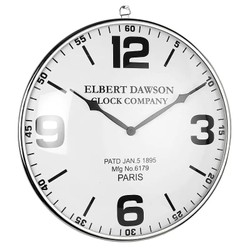 Runde Wanduhr Silber mit weißem Zifferblatt und großen Ziffern 51 cm