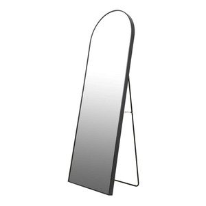 Standspiegel Schwarz mit Bogen oben und Stuetze Ganzkoerperspiegel 165 cm