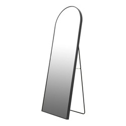 Standspiegel Schwarz mit Bogen oben und Stuetze Ganzkoerperspiegel 165 cm