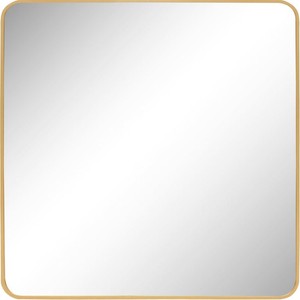 Quadratischer Wandspiegel Gold mit schmalem Rahmen und runden Ecken 60 x 60 cm