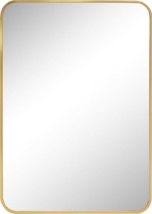 Rechteckiger Wandspiegel Gold mit schmalem Rahmen und runden Ecken 50 x 70 cm