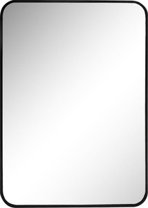 Rechteckiger Wandspiegel Schwarz mit schmalem Rahmen und runden Ecken 50 x 70 cm