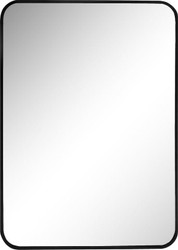 Rechteckiger Wandspiegel Schwarz mit schmalem Rahmen und runden Ecken 50 x 70 cm