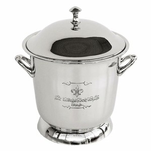 Eiskuebel Silber mit Deckel Knauf und zwei Griffen auf Fuss 23 cm