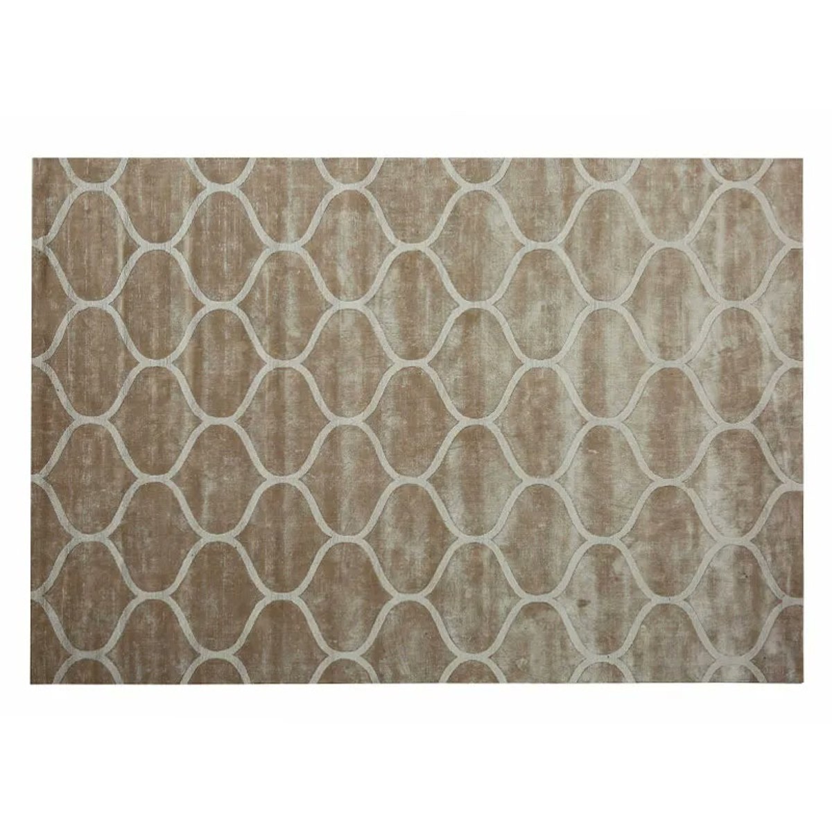 Casa Padrino Alfombra de Lujo Beige / Crema 200 x 280 cm - Alfombra de Salón Tejida a Mano con Motivo de Ondas Casa Padrino Alfombra de Lujo Beige / Crema 200 x 280 cm - Alfombra de Salón Tejida a Mano con Motivo de Ondas