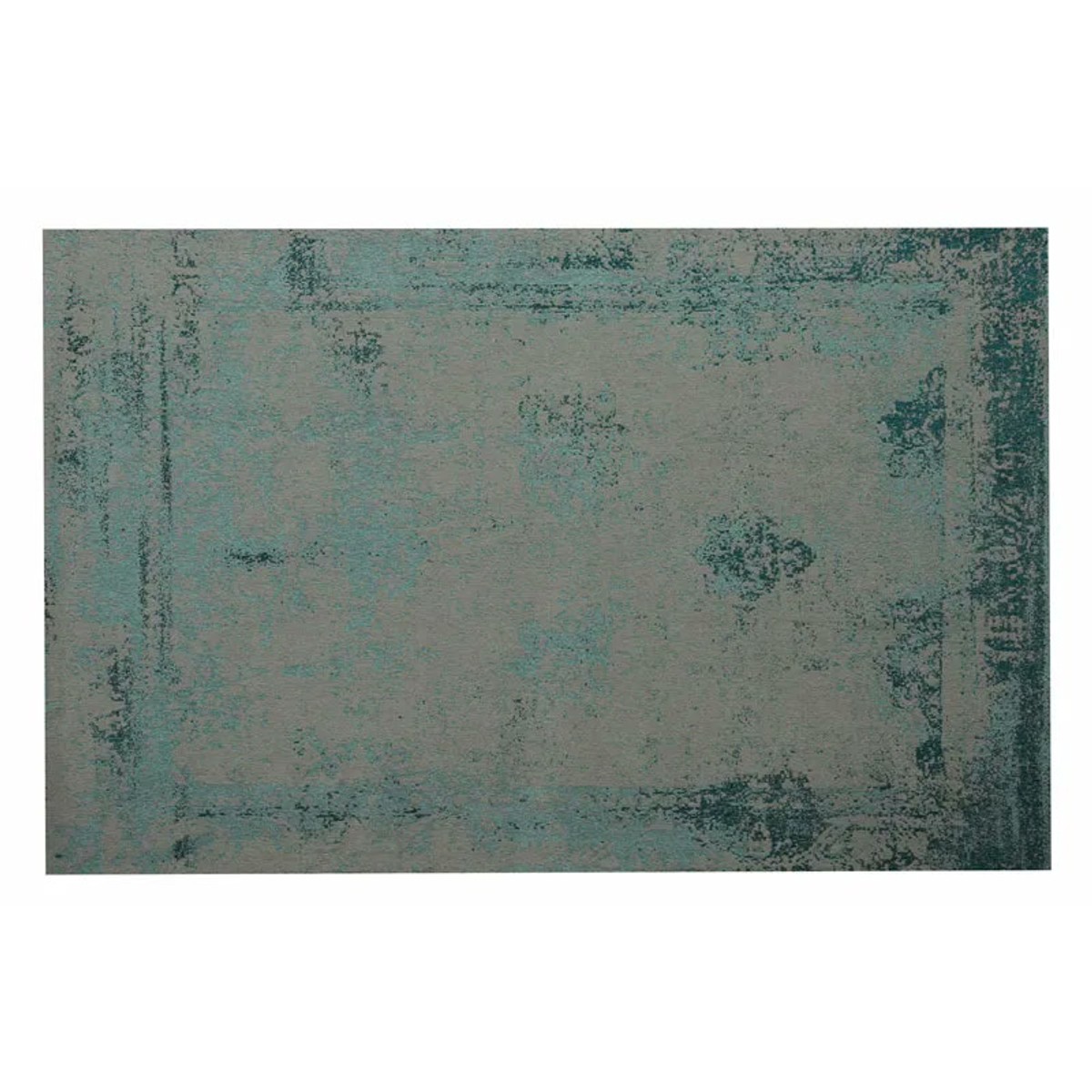 Handgewebter Vintage Teppich Tuerkis Grau mit verwaschenem Ornament 280 x 360 cm Handgewebter Vintage Teppich Tuerkis Grau mit verwaschenem Ornament 280 x 360 cm