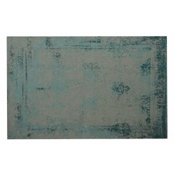 Handgewebter Vintage Teppich Tuerkis Grau mit verwaschenem Ornament 280 x 360 cm Handgewebter Vintage Teppich Tuerkis Grau mit verwaschenem Ornament 280 x 360 cm