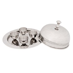 Casa Padrino Luxury Egg Cup Set Silver Ø 21 x H. 12 cm - Breakfast Set with Cloche for 4 Eggs